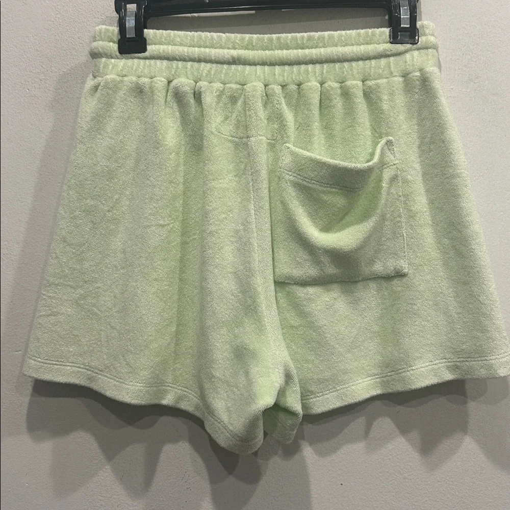 HONORINE lottie terry cloth short honeydew lime green drawstring size medium. - Picture 2 of 4